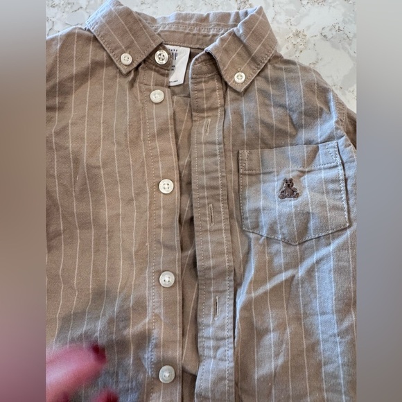 Gap, 2T Brown Striped Kids Shirt - Picture 4 of 7